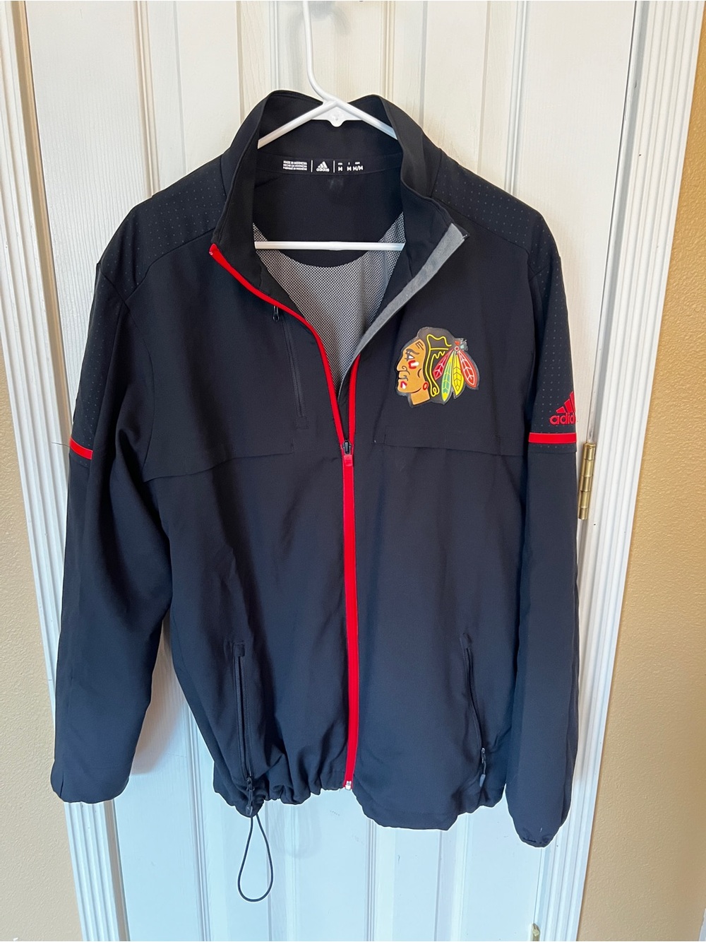 adidas Black men’s Jacket with Red Trim and Chicago Logo